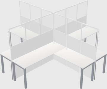 Shared l-shaped cubicles