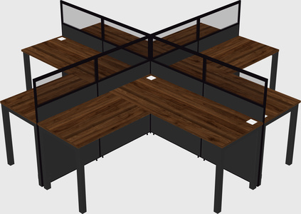 Shared l-shaped cubicles