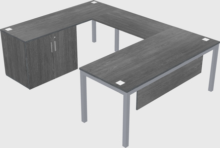 U-shaped desk + cabinet