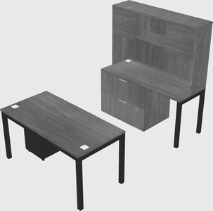 Parallel desk + file cabinet