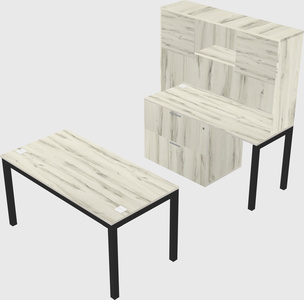 Parallel desk + file cabinet
