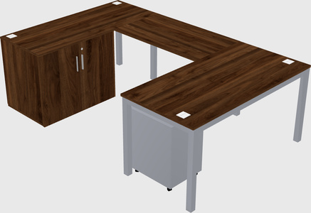 U-shaped desk + cabinet