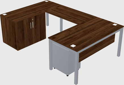 U-shaped desk + cabinet