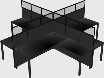 Shared l-shaped cubicles
