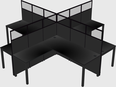 Shared l-shaped cubicles