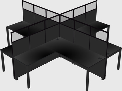 Shared l-shaped cubicles