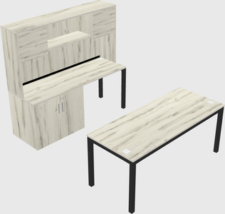 Parallel desk + cabinet