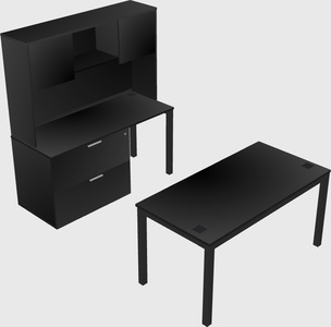 Parallel desk + file cabinet