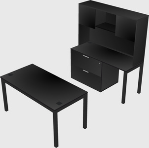 Parallel desk + file cabinet
