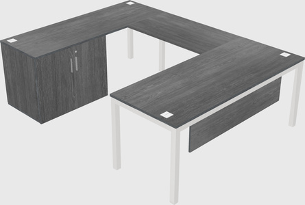 U-shaped desk + cabinet