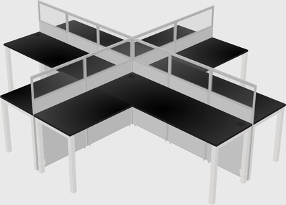 Shared l-shaped cubicles
