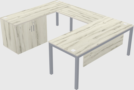 U-shaped desk + cabinet