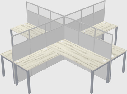 Shared l-shaped cubicles