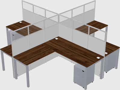 Shared l-shaped cubicles