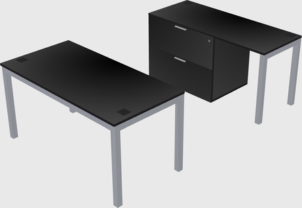 Parallel desk + file cabinet