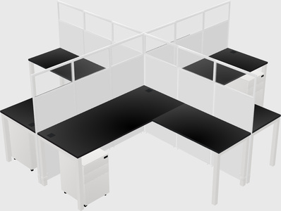 Shared l-shaped cubicles