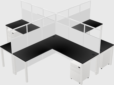 Shared l-shaped cubicles