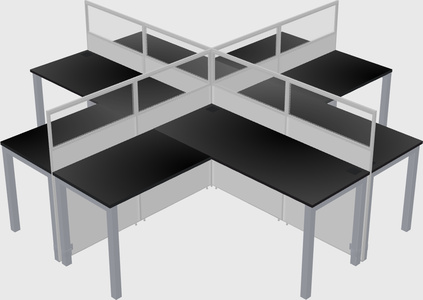 Shared l-shaped cubicles