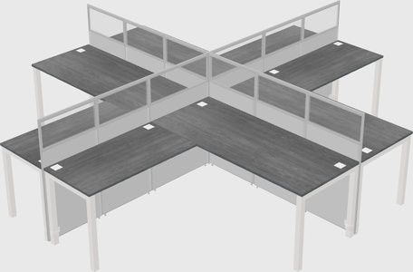 Shared l-shaped cubicles