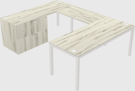 U-shaped desk + file cabinet