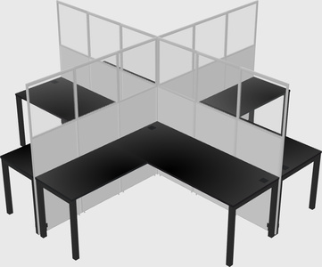 Shared l-shaped cubicles