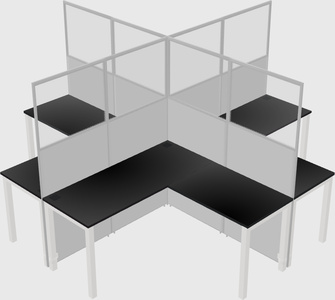 Shared l-shaped cubicles