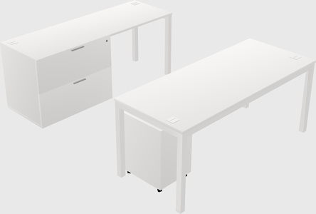 Parallel desk + file cabinet