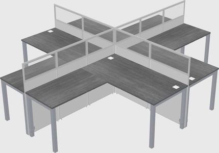 Shared l-shaped cubicles