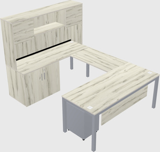 U-shaped desk + cabinet
