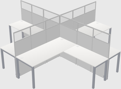 Shared l-shaped cubicles