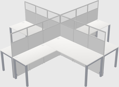 Shared l-shaped cubicles