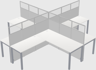 Shared l-shaped cubicles