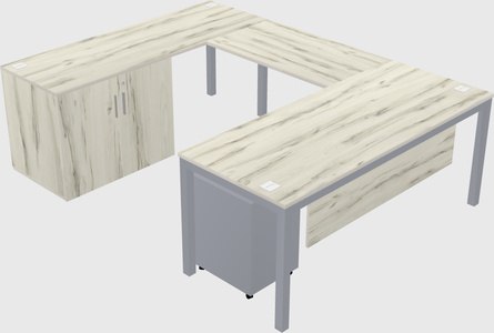 U-shaped desk + cabinet