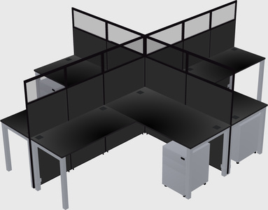 Shared l-shaped cubicles
