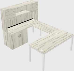 U-shaped desk + cabinet