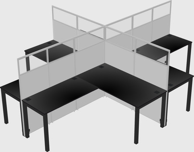 Shared l-shaped cubicles
