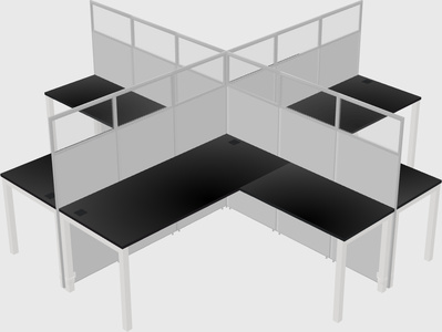 Shared l-shaped cubicles