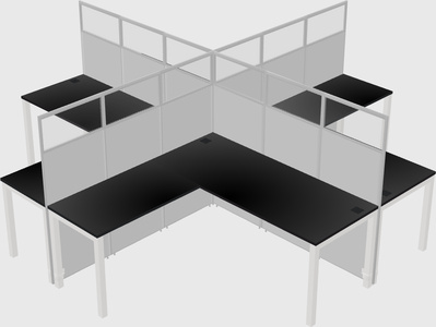 Shared l-shaped cubicles