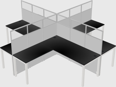 Shared l-shaped cubicles