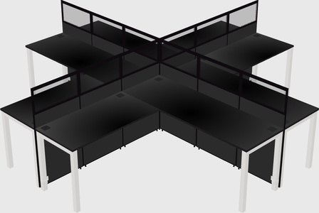Shared l-shaped cubicles