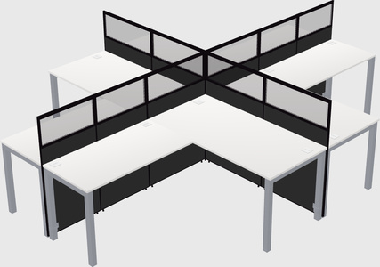 Shared l-shaped cubicles