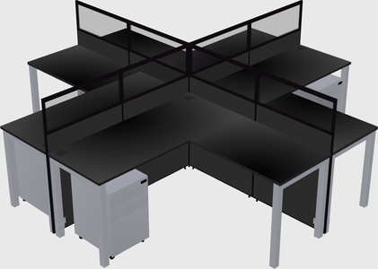 Shared l-shaped cubicles