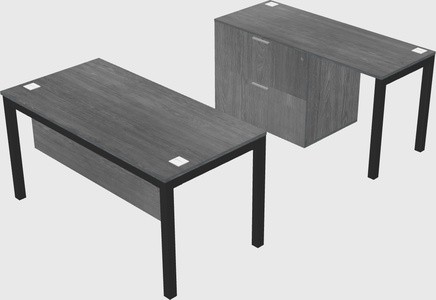 Parallel desk + file cabinet