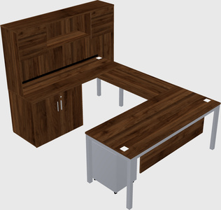 U-shaped desk + cabinet