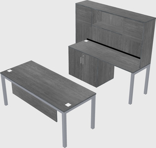 Parallel desk + cabinet