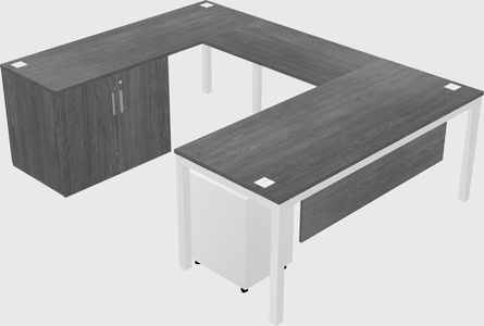 U-shaped desk + cabinet