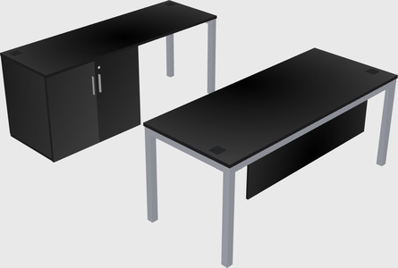 Parallel desk + cabinet
