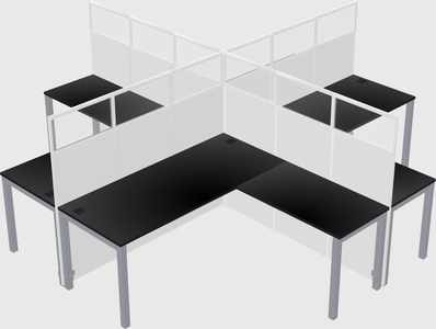 Shared l-shaped cubicles