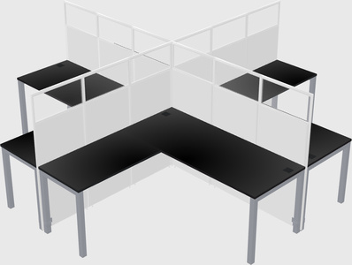 Shared l-shaped cubicles