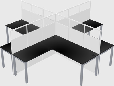 Shared l-shaped cubicles
